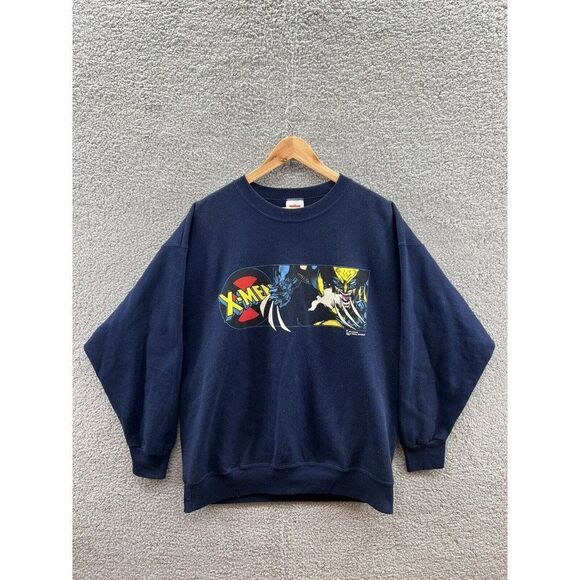 Saturday’s Hero Vintage 1993 Marvel Signal X-Men Navy Crewneck Size XL - Picture 1 of 6